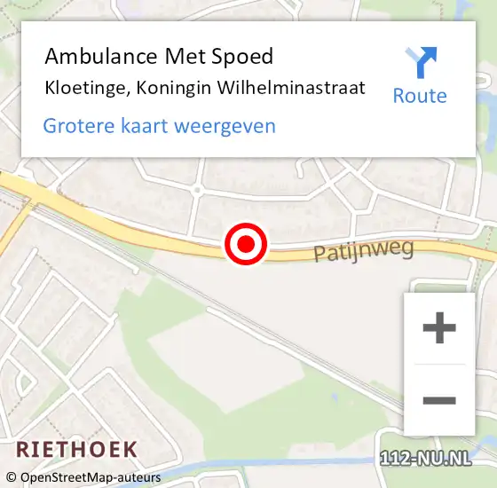 Locatie op kaart van de 112 melding: Ambulance Met Spoed Naar Kloetinge, Koningin Wilhelminastraat op 24 november 2014 12:43