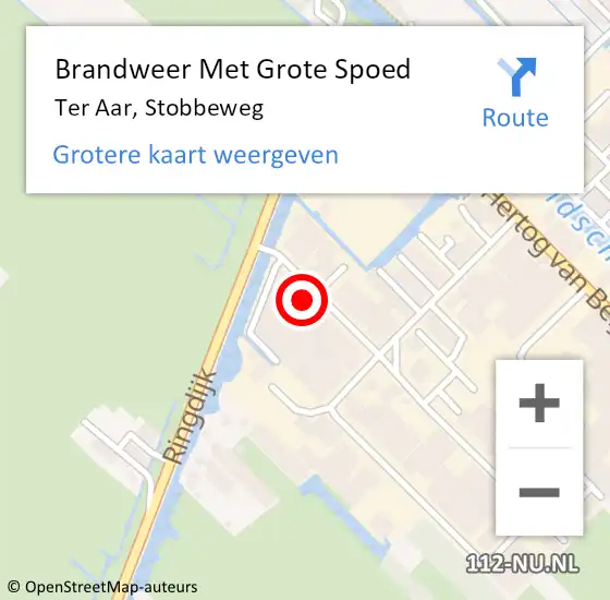 Locatie op kaart van de 112 melding: Brandweer Met Grote Spoed Naar Ter Aar, Stobbeweg op 24 november 2014 13:16