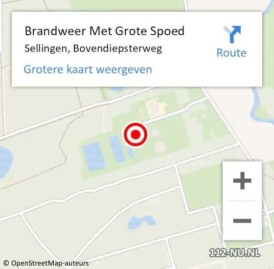 Locatie op kaart van de 112 melding: Brandweer Met Grote Spoed Naar Sellingen, Bovendiepsterweg op 22 oktober 2013 08:19