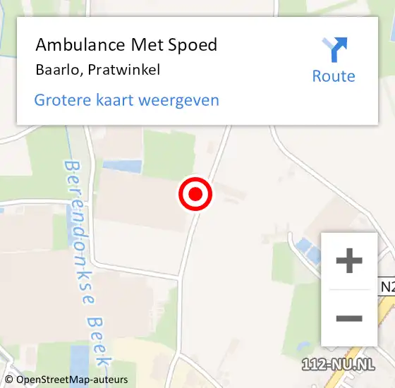 Locatie op kaart van de 112 melding: Ambulance Met Spoed Naar Baarlo, Pratwinkel op 24 november 2014 13:32