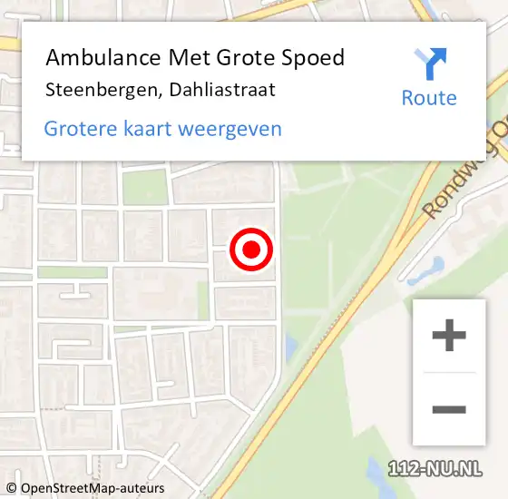 Locatie op kaart van de 112 melding: Ambulance Met Grote Spoed Naar Steenbergen, Dahliastraat op 24 november 2014 13:37