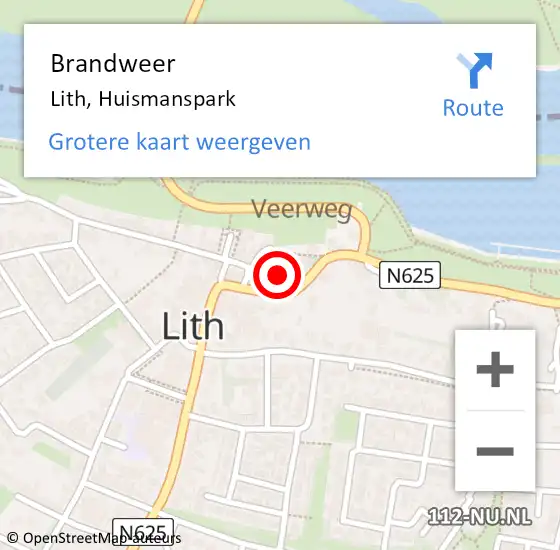 Locatie op kaart van de 112 melding: Brandweer Lith, Huismanspark op 24 november 2014 13:39