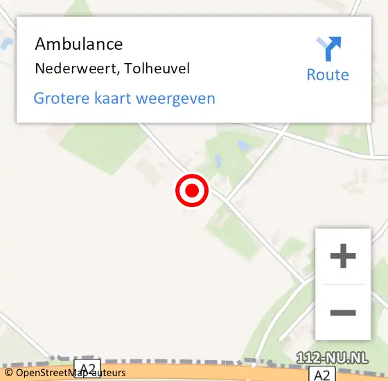 Locatie op kaart van de 112 melding: Ambulance Nederweert, Tolheuvel op 24 november 2014 13:44