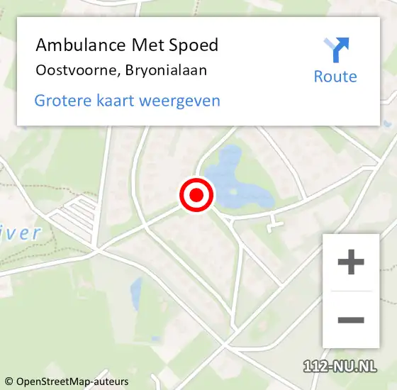 Locatie op kaart van de 112 melding: Ambulance Met Spoed Naar Oostvoorne, Bryonialaan op 24 november 2014 13:45