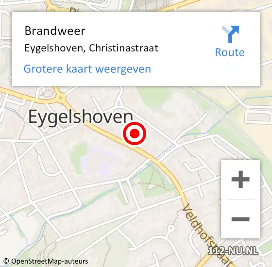 Locatie op kaart van de 112 melding: Brandweer Eygelshoven, Christinastraat op 24 november 2014 13:46