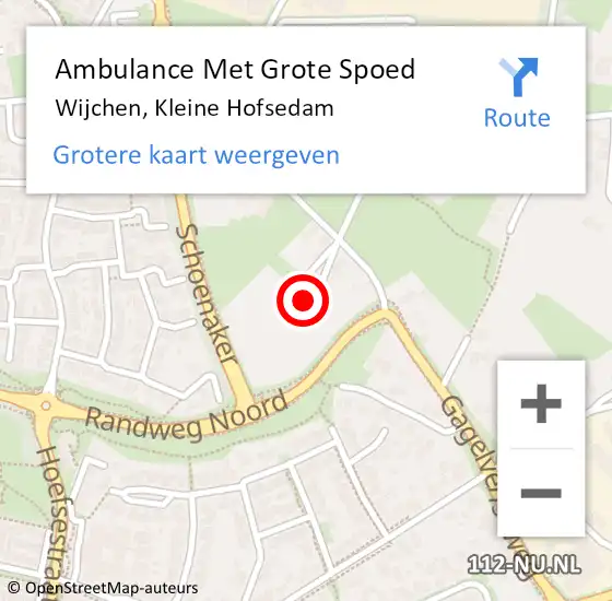 Locatie op kaart van de 112 melding: Ambulance Met Grote Spoed Naar Wijchen, Kleine Hofsedam op 24 november 2014 13:50
