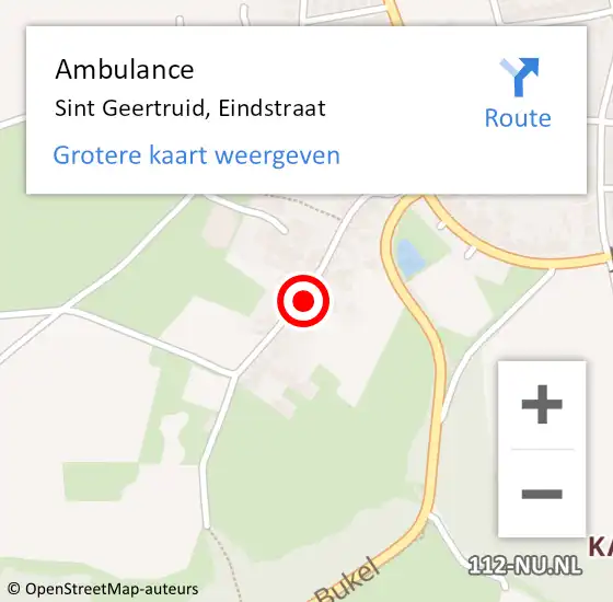 Locatie op kaart van de 112 melding: Ambulance Sint Geertruid, Eindstraat op 24 november 2014 14:02