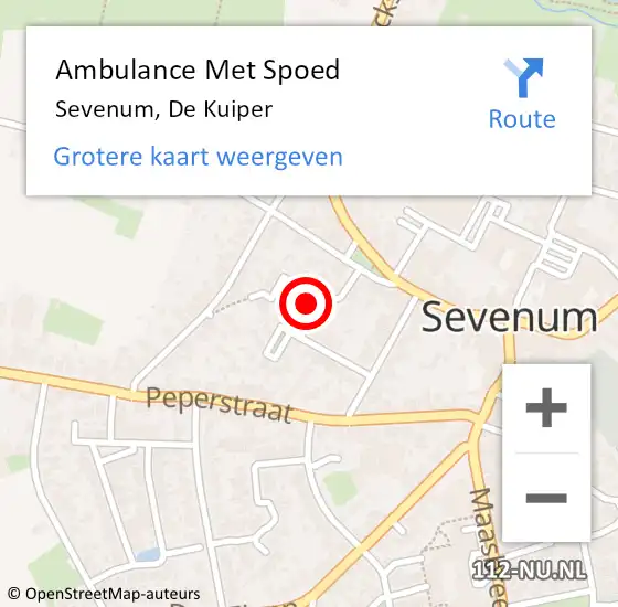 Locatie op kaart van de 112 melding: Ambulance Met Spoed Naar Sevenum, De Kuiper op 24 november 2014 14:33