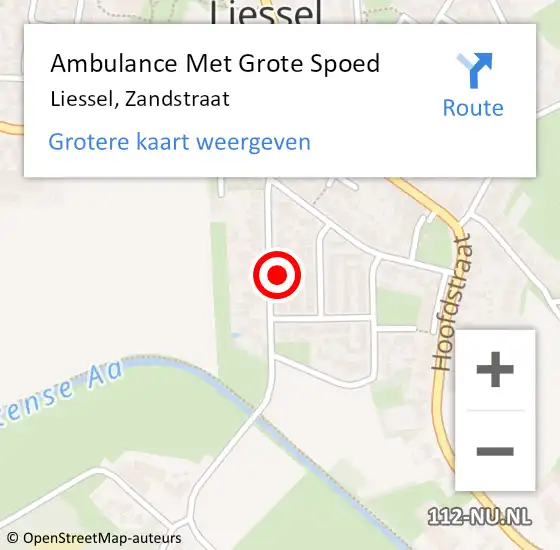 Locatie op kaart van de 112 melding: Ambulance Met Grote Spoed Naar Liessel, Zandstraat op 24 november 2014 14:54