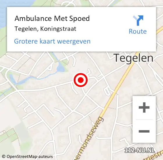 Locatie op kaart van de 112 melding: Ambulance Met Spoed Naar Tegelen, Koningstraat op 24 november 2014 15:14