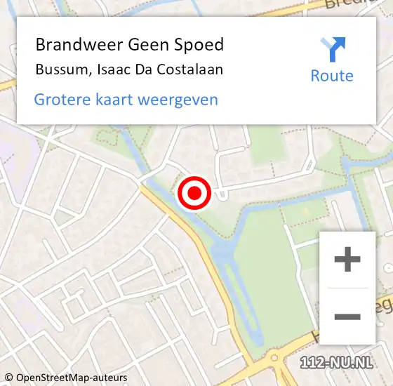 Locatie op kaart van de 112 melding: Brandweer Geen Spoed Naar Bussum, Isaac Da Costalaan op 24 november 2014 15:35