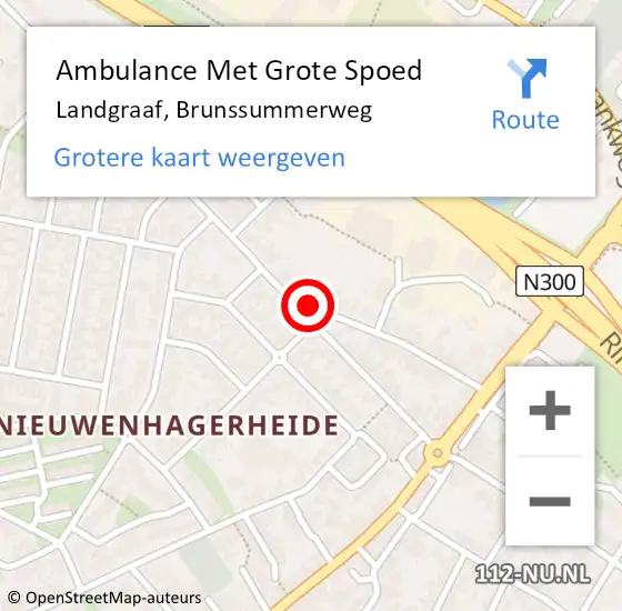 Locatie op kaart van de 112 melding: Ambulance Met Grote Spoed Naar Landgraaf, Brunssummerweg op 24 november 2014 15:36