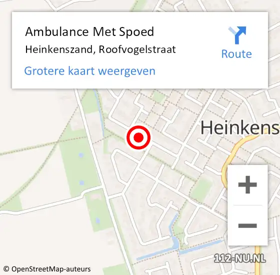 Locatie op kaart van de 112 melding: Ambulance Met Spoed Naar Heinkenszand, Roofvogelstraat op 24 november 2014 15:36