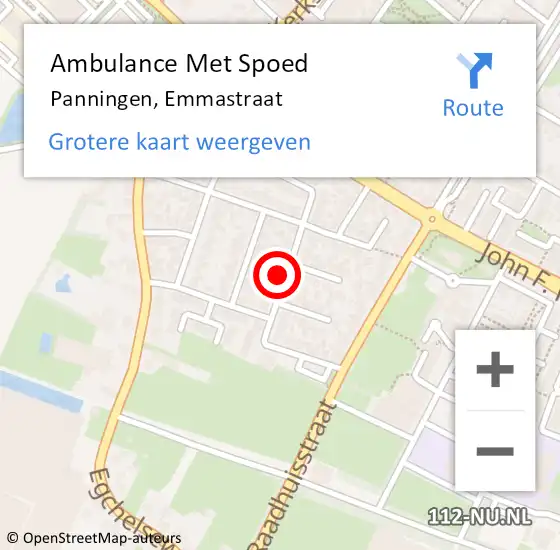 Locatie op kaart van de 112 melding: Ambulance Met Spoed Naar Panningen, Emmastraat op 24 november 2014 15:39