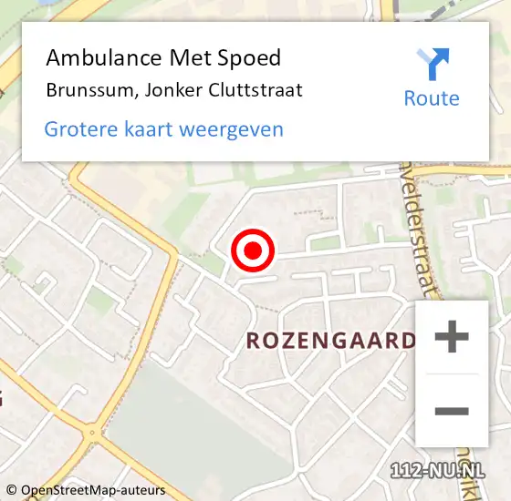 Locatie op kaart van de 112 melding: Ambulance Met Spoed Naar Brunssum, Jonker Cluttstraat op 22 oktober 2013 08:36