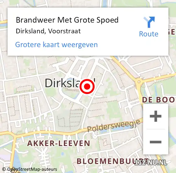 Locatie op kaart van de 112 melding: Brandweer Met Grote Spoed Naar Dirksland, Voorstraat op 24 november 2014 16:06