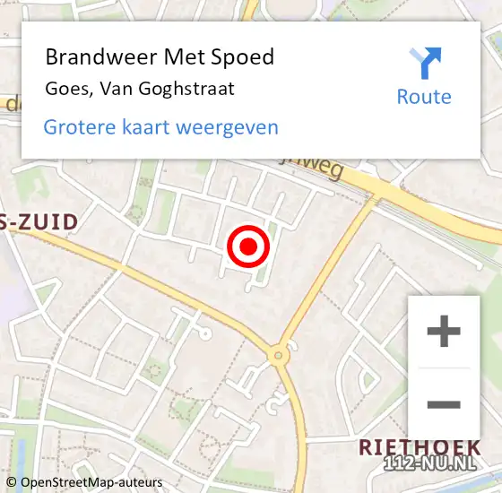 Locatie op kaart van de 112 melding: Brandweer Met Spoed Naar Goes, Van Goghstraat op 24 november 2014 16:10