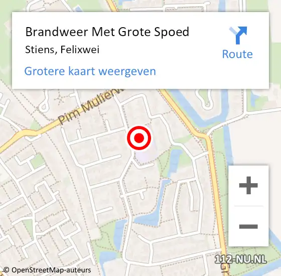 Locatie op kaart van de 112 melding: Brandweer Met Grote Spoed Naar Stiens, Felixwei op 24 november 2014 16:20