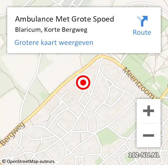 Locatie op kaart van de 112 melding: Ambulance Met Grote Spoed Naar Blaricum, Korte Bergweg op 22 oktober 2013 08:41