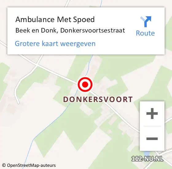 Locatie op kaart van de 112 melding: Ambulance Met Spoed Naar Beek en Donk, Donkersvoortsestraat op 24 november 2014 16:55