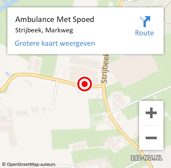 Locatie op kaart van de 112 melding: Ambulance Met Spoed Naar Strijbeek, Markweg op 24 november 2014 17:24