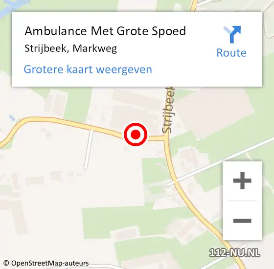 Locatie op kaart van de 112 melding: Ambulance Met Grote Spoed Naar Strijbeek, Markweg op 24 november 2014 17:25