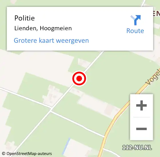 Locatie op kaart van de 112 melding: Politie Lienden, Hoogmeien op 24 november 2014 18:06