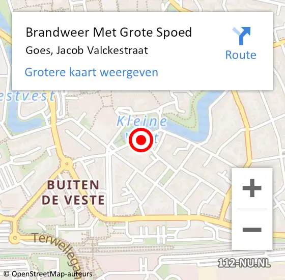 Locatie op kaart van de 112 melding: Brandweer Met Grote Spoed Naar Goes, Jacob Valckestraat op 24 november 2014 18:17