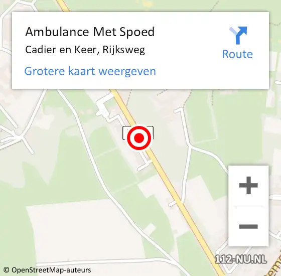 Locatie op kaart van de 112 melding: Ambulance Met Spoed Naar Cadier en Keer, Rijksweg op 24 november 2014 18:26