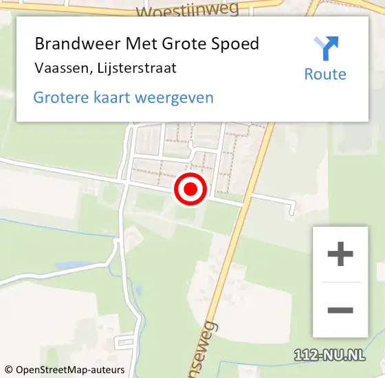 Locatie op kaart van de 112 melding: Brandweer Met Grote Spoed Naar Vaassen, Lijsterstraat op 24 november 2014 18:36