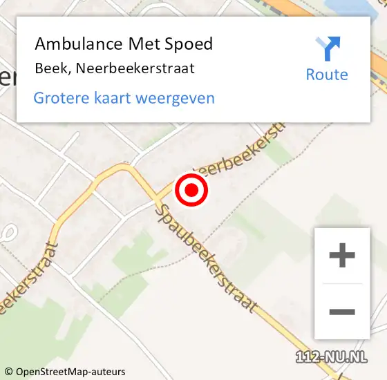 Locatie op kaart van de 112 melding: Ambulance Met Spoed Naar Beek, Neerbeekerstraat op 24 november 2014 19:09