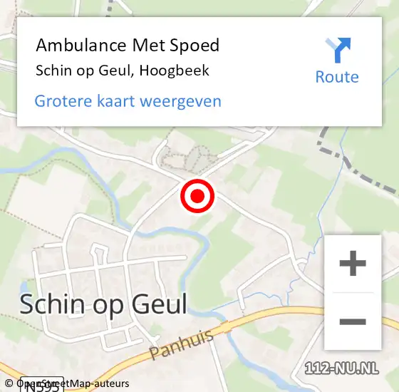 Locatie op kaart van de 112 melding: Ambulance Met Spoed Naar Schin op Geul, Hoogbeek op 22 oktober 2013 08:54