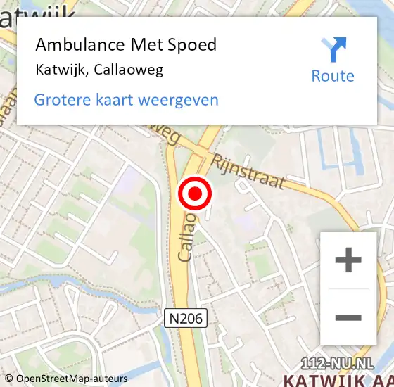 Locatie op kaart van de 112 melding: Ambulance Met Spoed Naar Katwijk, Callaoweg op 24 november 2014 19:45