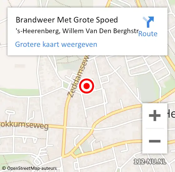 Locatie op kaart van de 112 melding: Brandweer Met Grote Spoed Naar 's-Heerenberg, Willem Van Den Berghstr op 24 november 2014 20:09