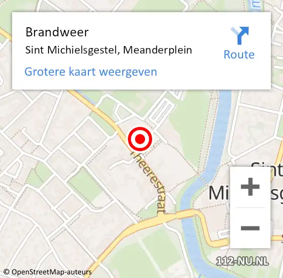 Locatie op kaart van de 112 melding: Brandweer Sint Michielsgestel, Meanderplein op 24 november 2014 20:09