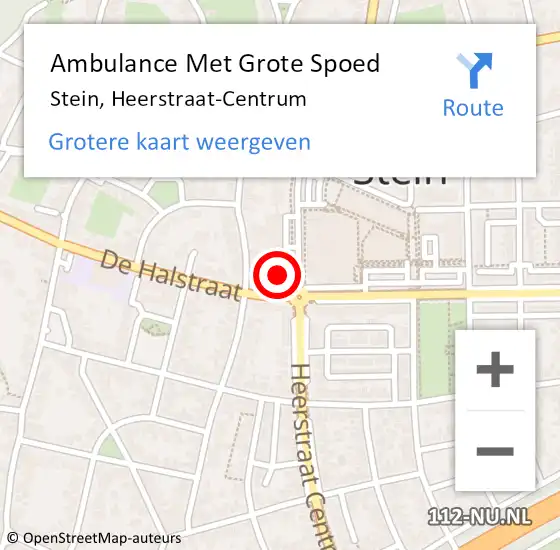 Locatie op kaart van de 112 melding: Ambulance Met Grote Spoed Naar Stein, Heerstraat-Centrum op 24 november 2014 20:28