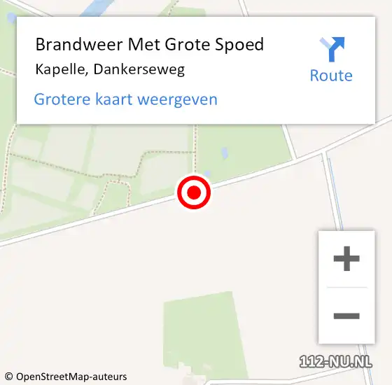 Locatie op kaart van de 112 melding: Brandweer Met Grote Spoed Naar Kapelle, Dankerseweg op 24 november 2014 21:06