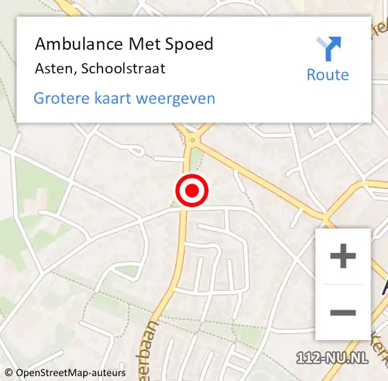 Locatie op kaart van de 112 melding: Ambulance Met Spoed Naar Asten, Schoolstraat op 24 november 2014 21:31