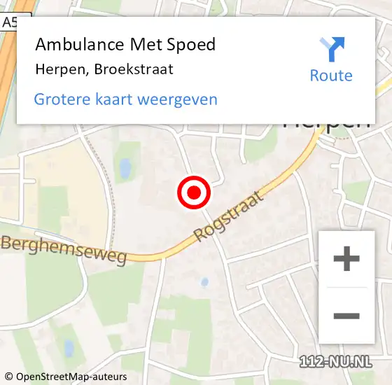 Locatie op kaart van de 112 melding: Ambulance Met Spoed Naar Herpen, Broekstraat op 24 november 2014 21:59