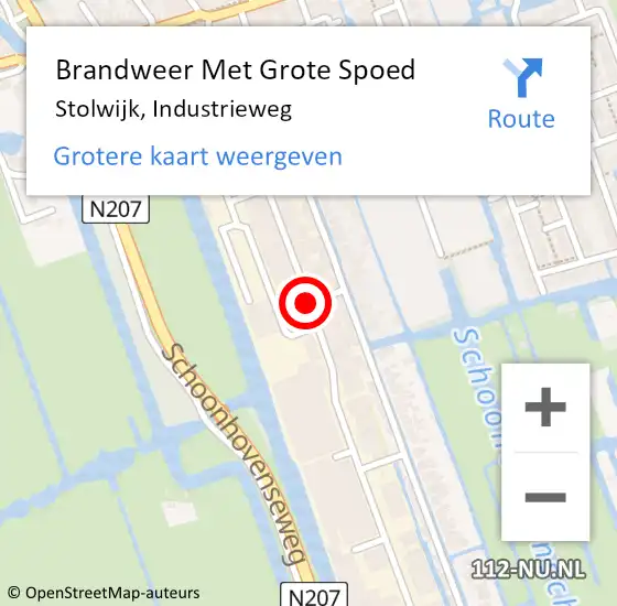 Locatie op kaart van de 112 melding: Brandweer Met Grote Spoed Naar Stolwijk, Industrieweg op 22 oktober 2013 09:09