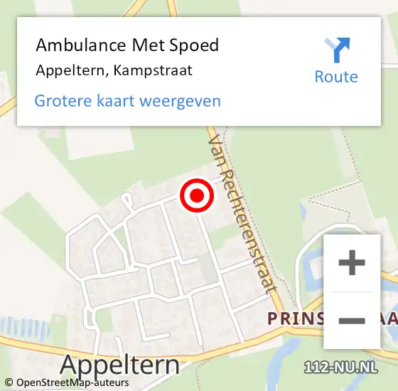 Locatie op kaart van de 112 melding: Ambulance Met Spoed Naar Appeltern, Kampstraat op 25 november 2014 03:27