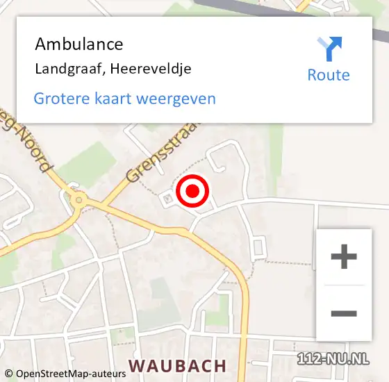 Locatie op kaart van de 112 melding: Ambulance Landgraaf, Heereveldje op 25 november 2014 03:32