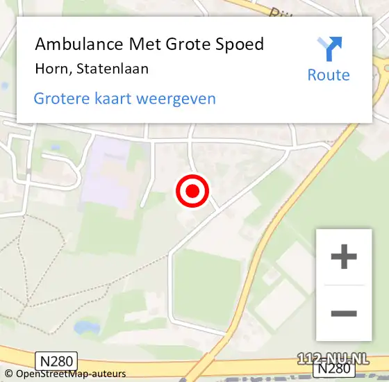 Locatie op kaart van de 112 melding: Ambulance Met Grote Spoed Naar Horn, Statenlaan op 25 november 2014 07:32