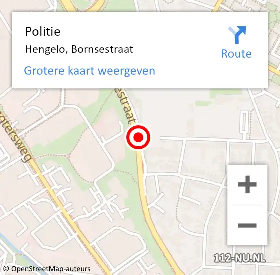 Locatie op kaart van de 112 melding: Politie Hengelo, Bornsestraat op 22 oktober 2013 09:26