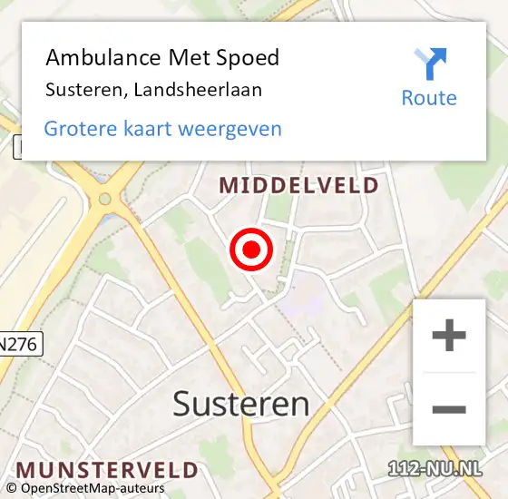 Locatie op kaart van de 112 melding: Ambulance Met Spoed Naar Susteren, Landsheerlaan op 25 november 2014 08:44