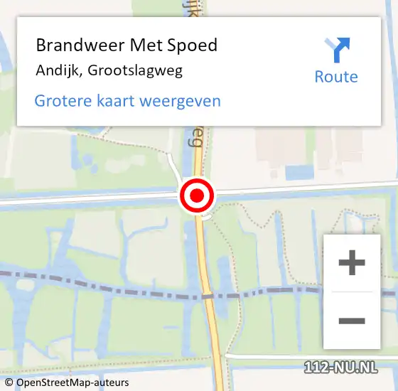 Locatie op kaart van de 112 melding: Brandweer Met Spoed Naar Andijk, Grootslagweg op 25 november 2014 09:11