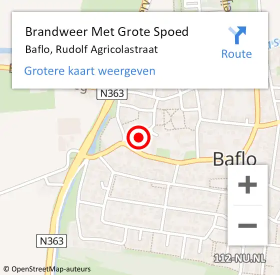 Locatie op kaart van de 112 melding: Brandweer Met Grote Spoed Naar Baflo, Rudolf Agricolastraat op 25 november 2014 09:26