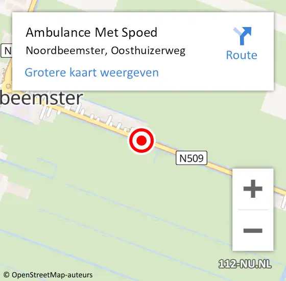 Locatie op kaart van de 112 melding: Ambulance Met Spoed Naar Noordbeemster, Oosthuizerweg op 25 november 2014 10:24