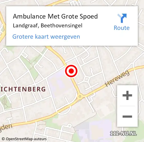 Locatie op kaart van de 112 melding: Ambulance Met Grote Spoed Naar Landgraaf, Beethovensingel op 25 november 2014 10:40