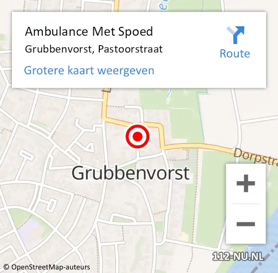 Locatie op kaart van de 112 melding: Ambulance Met Spoed Naar Grubbenvorst, Pastoorstraat op 22 oktober 2013 09:41